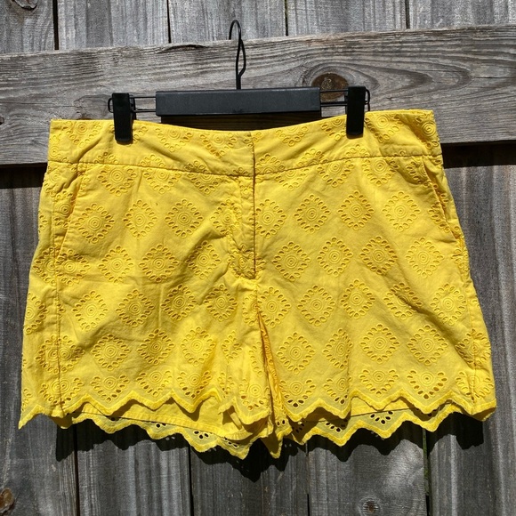 crown & ivy Pants - Crown & Ivy Yellow Eyelet Women's Shorts